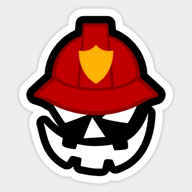 firefighter Scary Pumpkin Smiling Halloween Sticker by foxmqpo